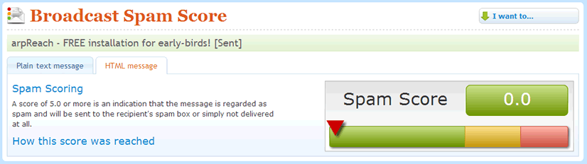 arpReach spam scoring